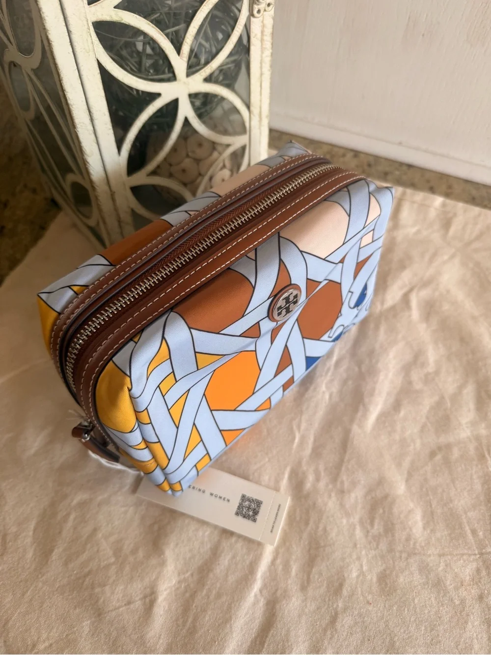 Tory Burch Multicolor Geometric Print Cosmetic Pouch